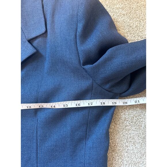 Clio Retro Style Blue Tailored Blazer Suit A Line Skirt Career Office Size 10 - Picture 7 of 11
